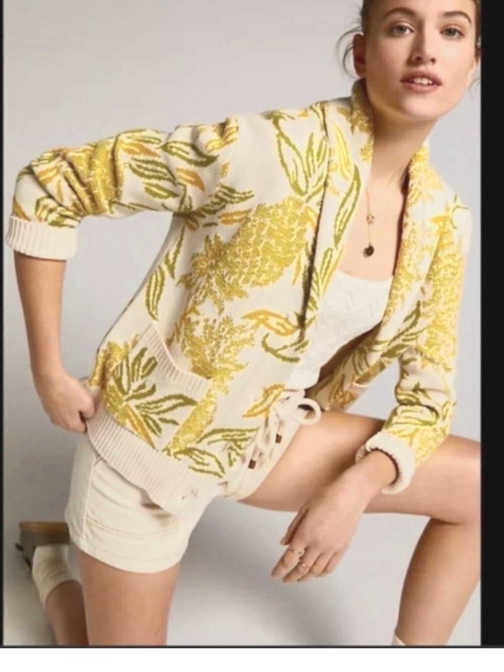 🍍Anthropologie Maeve Pineapple Cardigan Sweater